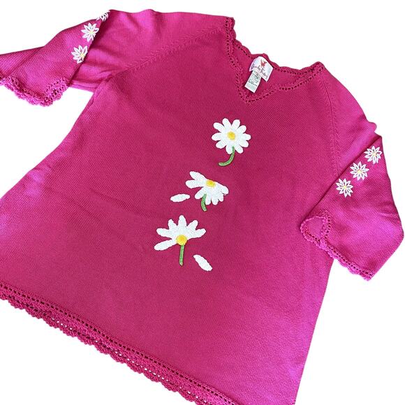 Vintage Quacker Factory Women's Pink 3/4 Sleeve Pullover V Neck Sweater 1X - Picture 1 of 9